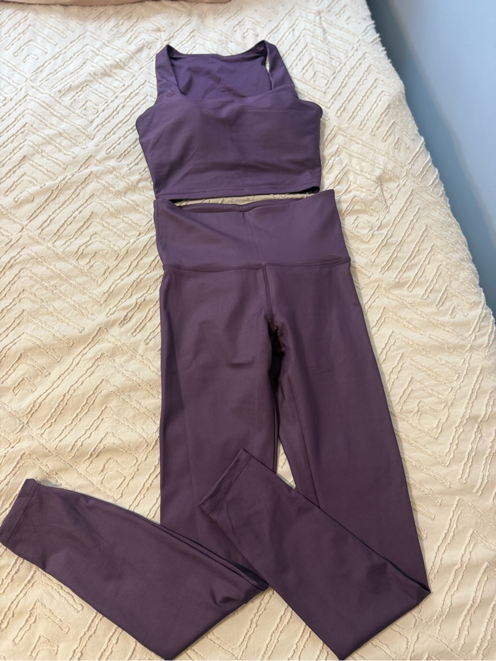 Women's High-Waist Purple Yoga Leggings & Sports Bra Set Size S